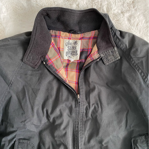 VTG Sears Roebuck and Co. Black Bomber Jacket Mens XL - Picture 3 of 8